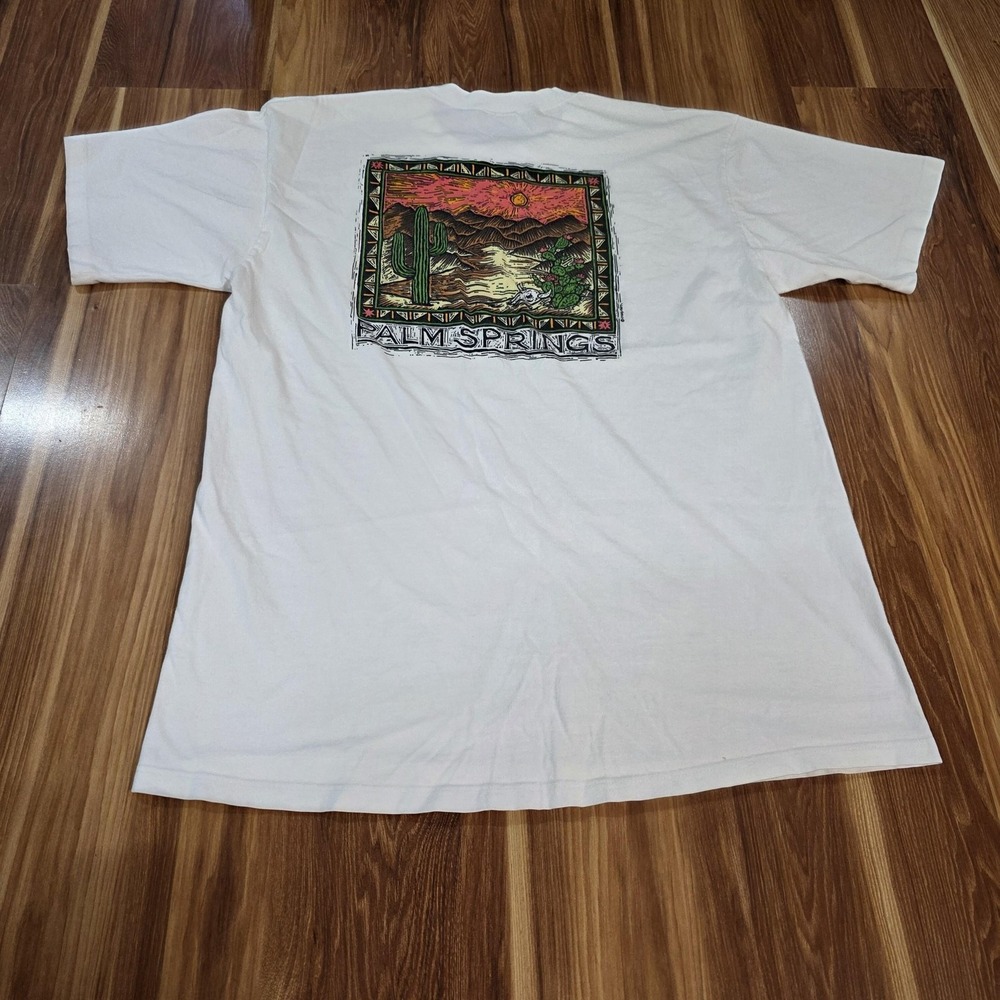 Vintage Palm Springs Shirt Mens XL White Crazy Shirts Desert Cactus Graphic 90s
